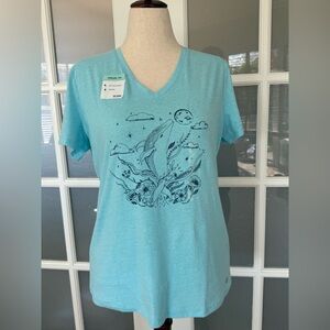 Reel Legends Whale Graphic V Neck Tee L